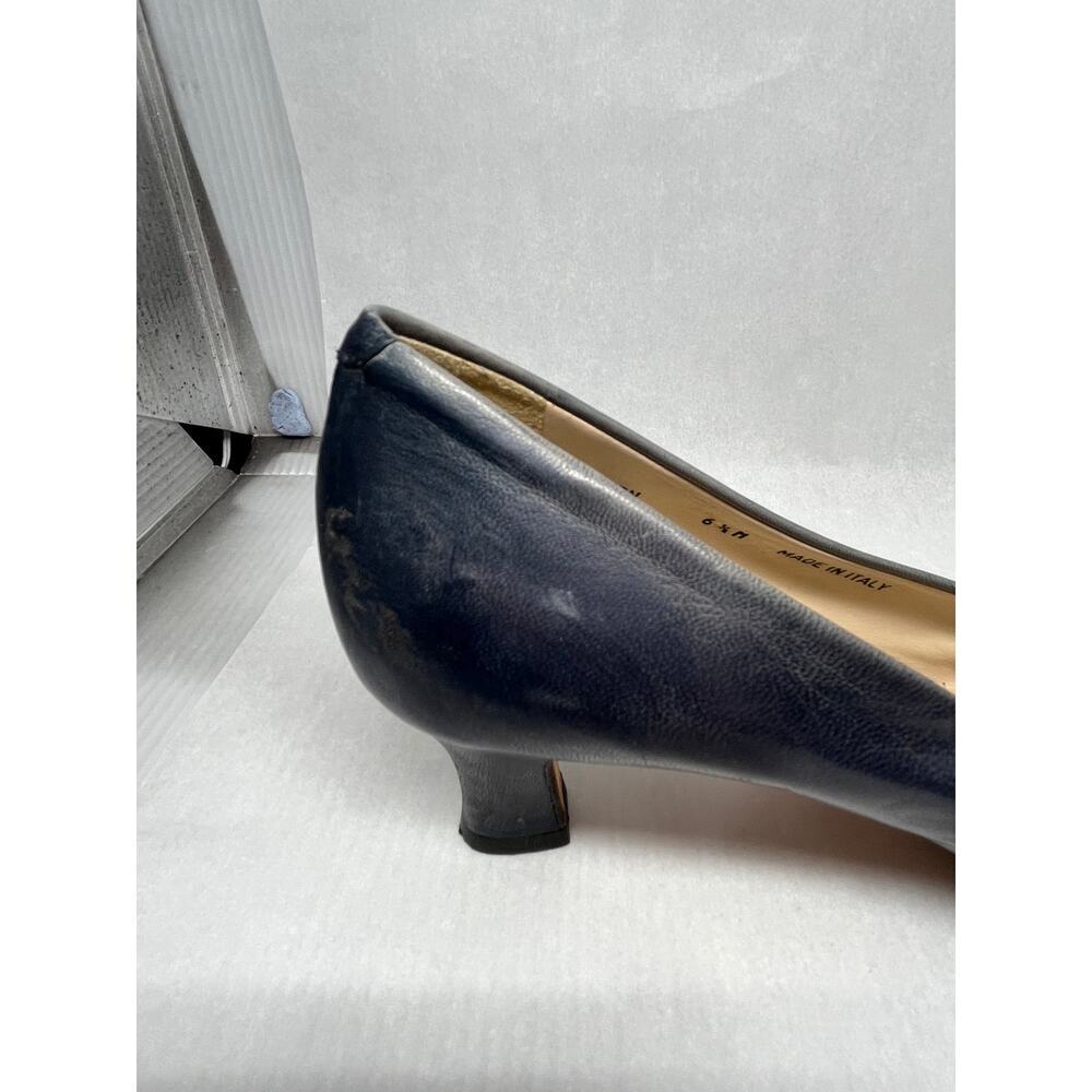 Vintage Bally Navy Blue Leather Pumps Made in Italy Size 6.5 - Picture 8 of 12